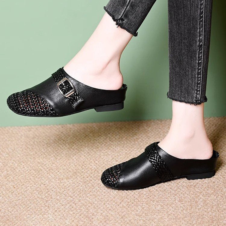 Cowhide New Slippers Fashion Braided Sandals