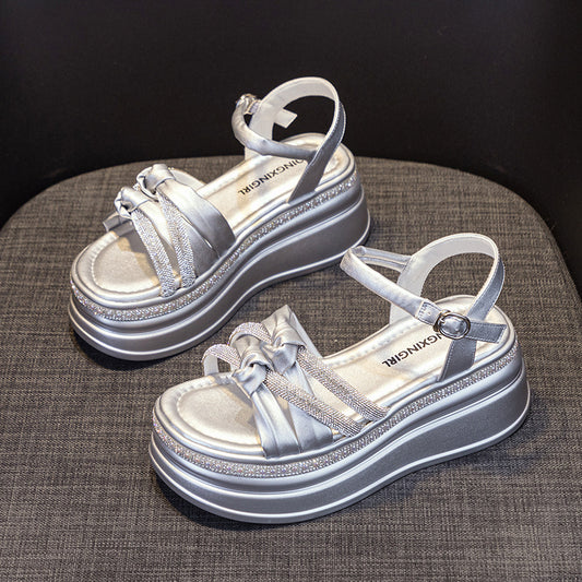 Women's Soft-Sole Rhinestone Heightening Roman Sandals