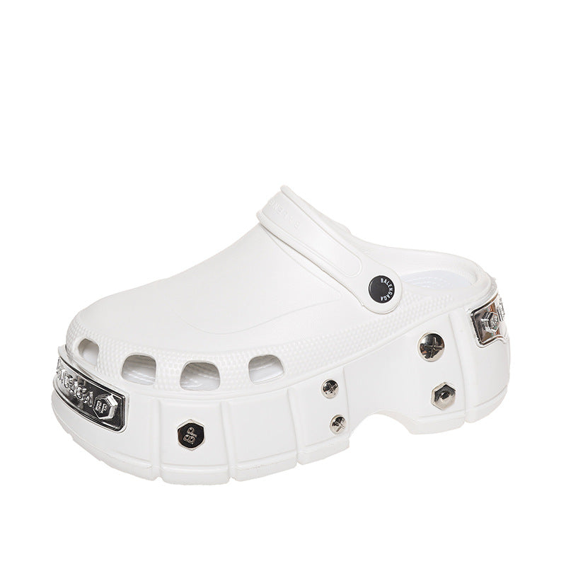 OwenGrid Unisex Non-Slip Platform Metal Rivet Decoration Sandals