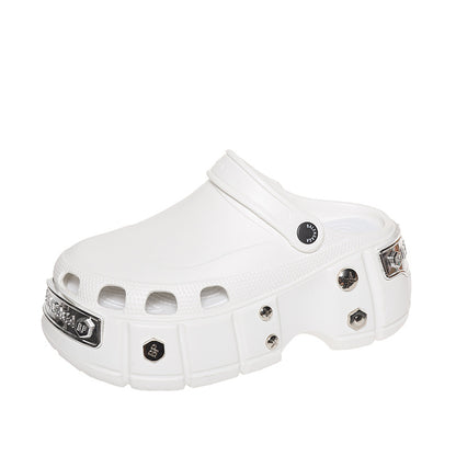 OwenGrid Unisex Non-Slip Platform Metal Rivet Decoration Sandals
