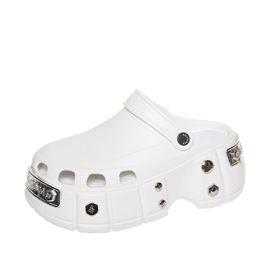 OwenGrid Unisex Non-Slip Platform Metal Rivet Decoration Sandals