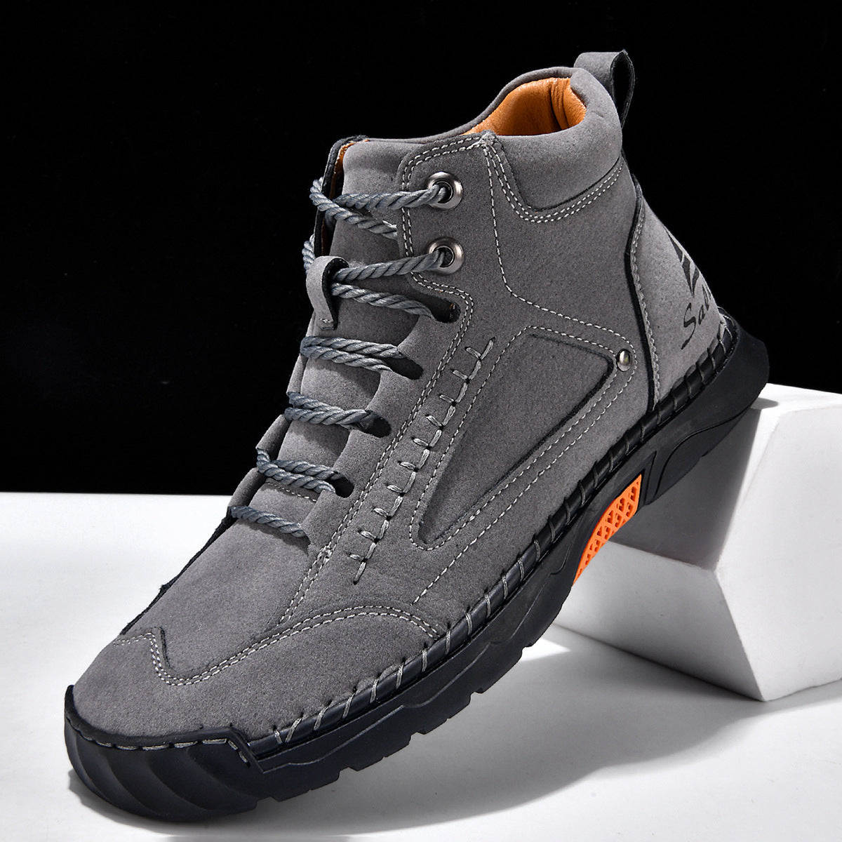 OwenGrid Men's Suede Handcrafted Stitching Casual Shoes