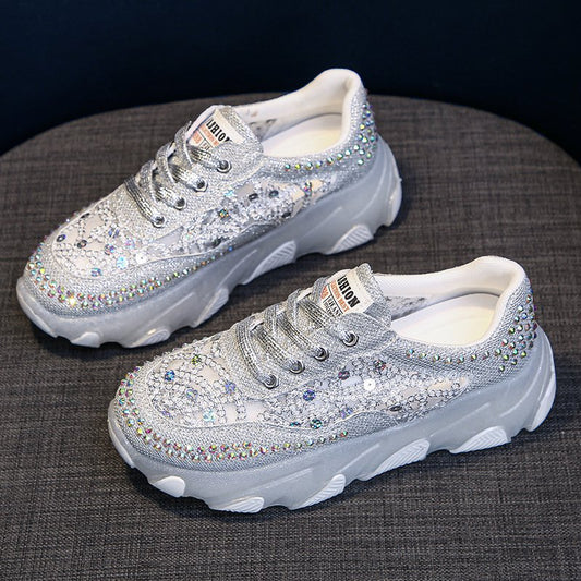 Women's Mesh Hollow Rhinestone Sequins Casual Shoes