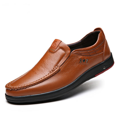 OwenGrid Men's Genuine Leather Soft Insole Casual Business Slip On Loafers