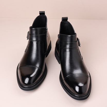 OwenGrid Men's Genuine Leather Vintage Formal Chelsea Boots