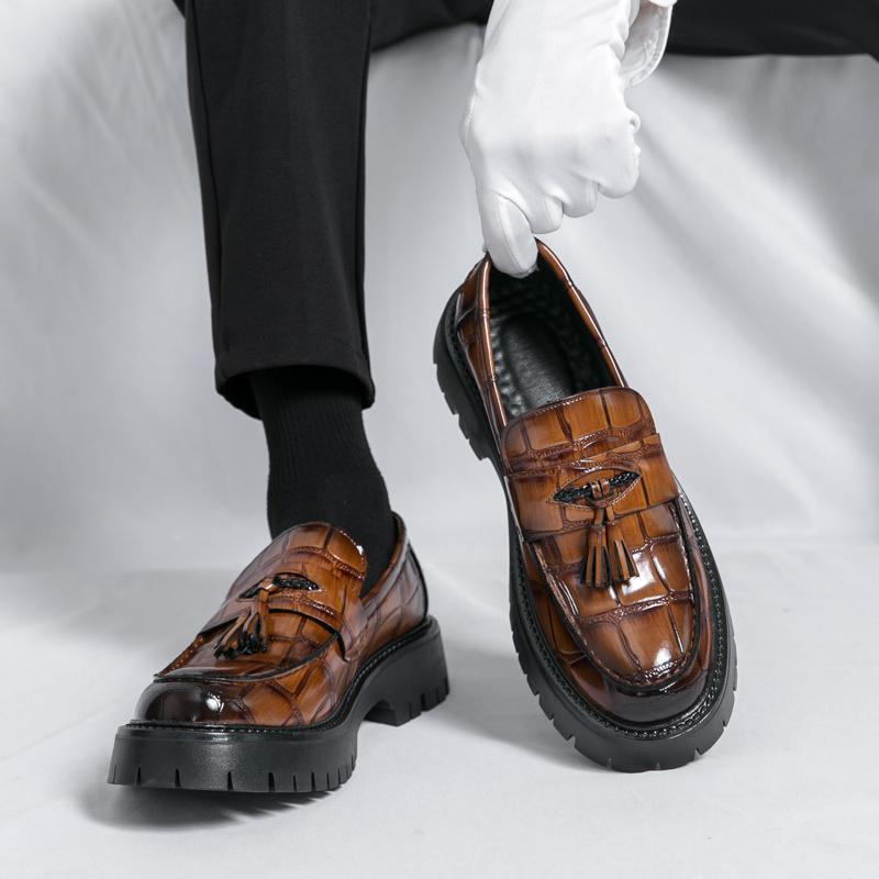 OwenGrid Men's Tassel Platform Casual Loafers