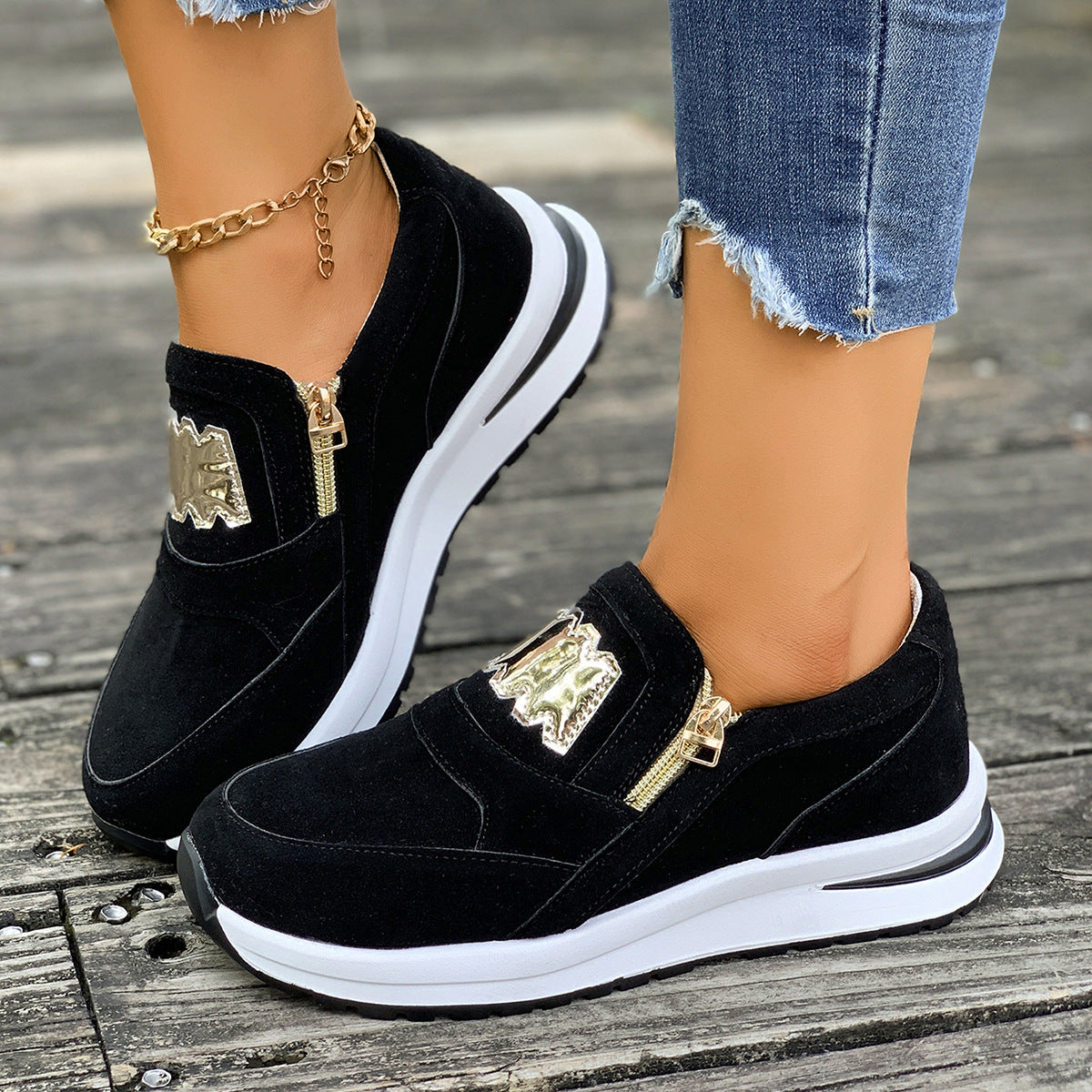 Women's Thick-soled Side Zipper Casual Shoes