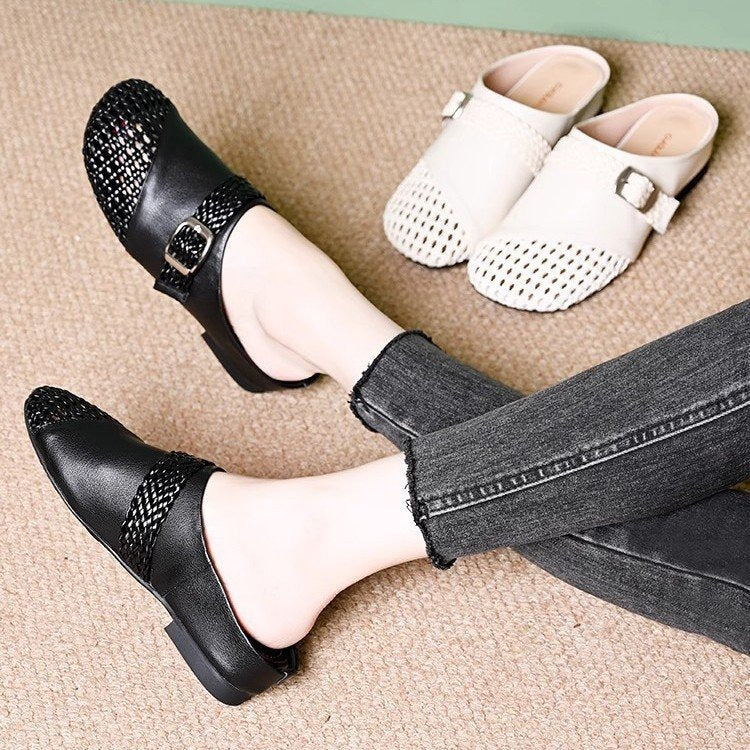 Cowhide New Slippers Fashion Braided Sandals