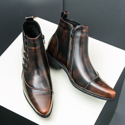 OwenGrid Men's Side Zipper Retro Pointed-toe Casual Martin Boots