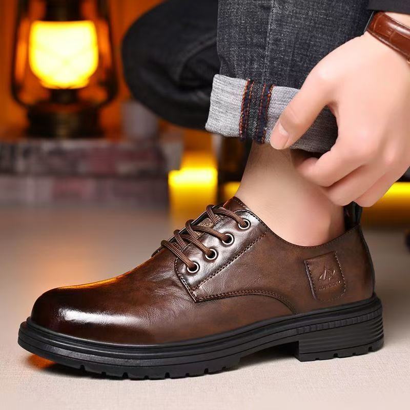 Men's Low-top Cowhide Retro Casual Leather Shoes