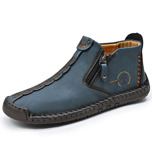 Unisex Handmade Zippered Cowhide Boots