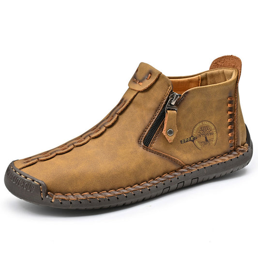 Unisex Handmade Zippered Cowhide Boots