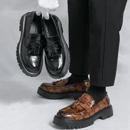OwenGrid Men's Tassel Platform Casual Loafers