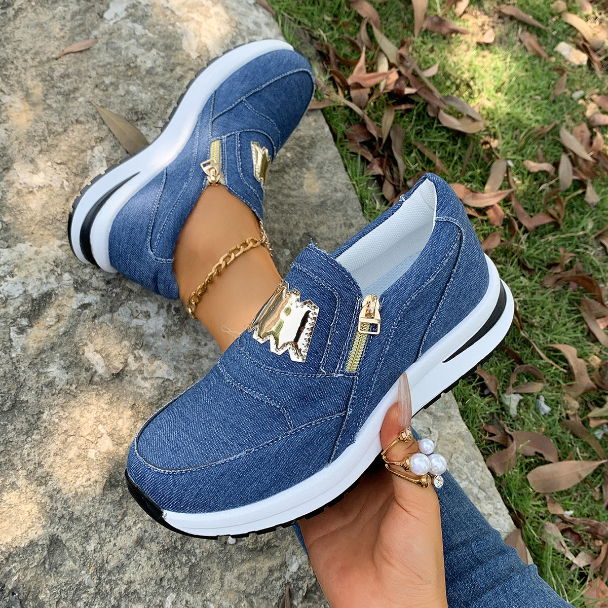 Women's Thick-soled Side Zipper Casual Shoes