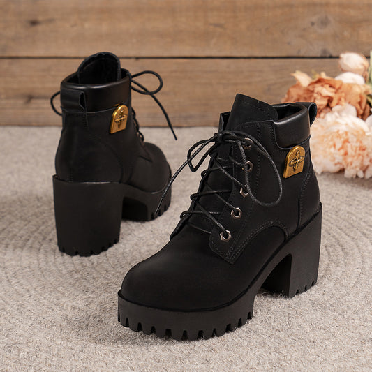 Women's Block Heel Round Toe Ankle Boots