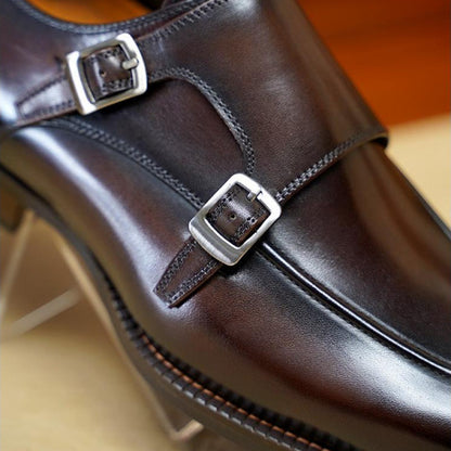 OwenGrid Men's Versatile Double Buckle Business Leather Shoes