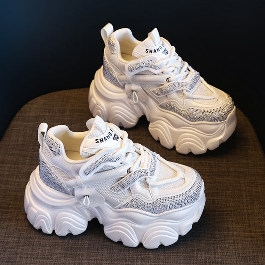 Women's Thick-soled Rhinestone Breathable Casual Shoes