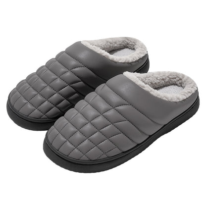 New Indoor Non-slip PU Waterproof Warm Slippers