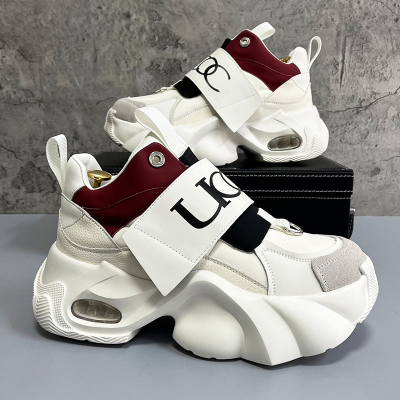 OwenGrid Men's Platform Trendy Rubber Sole Heightening Shoes