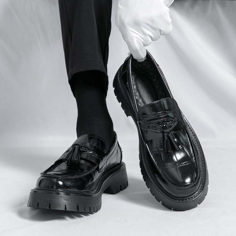 OwenGrid Men's Tassel Platform Casual Loafers