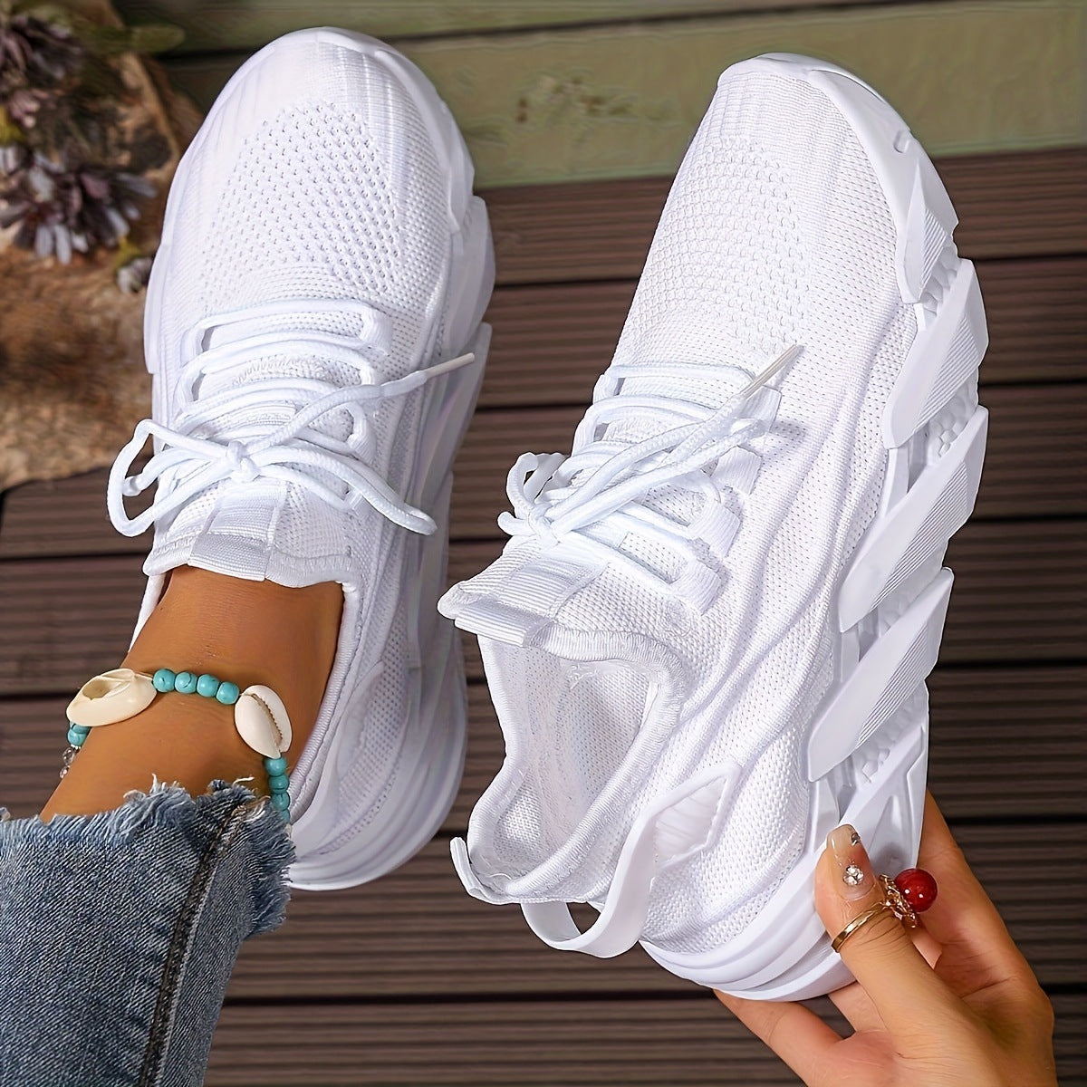 OwenGrid Women's Casual Shock Absorbing PVC Sole Sports Shoes