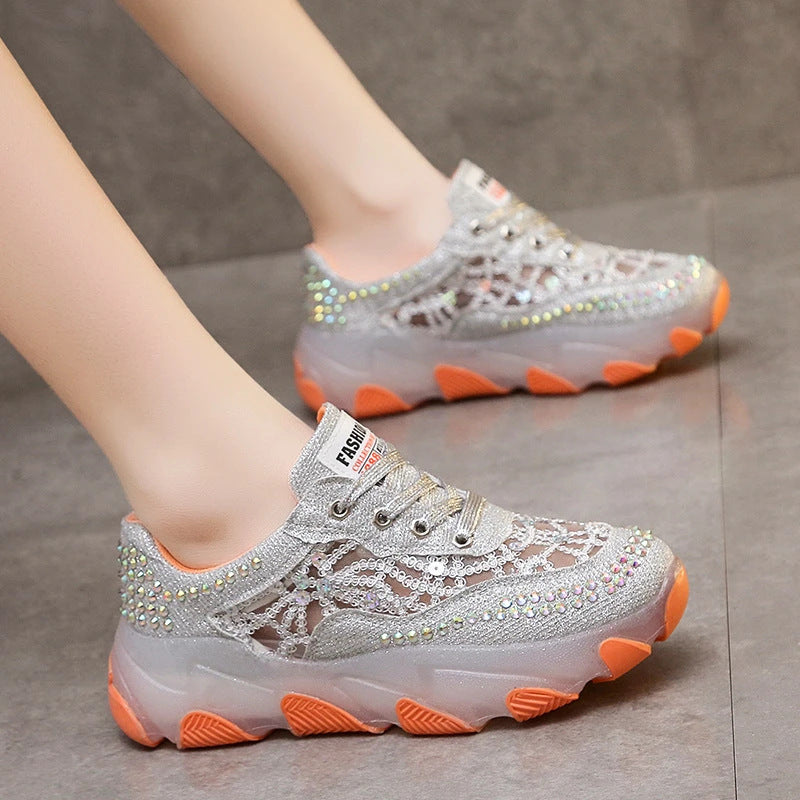 Women's Mesh Hollow Rhinestone Sequins Casual Shoes
