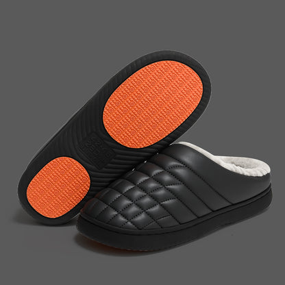 New Indoor Non-slip PU Waterproof Warm Slippers