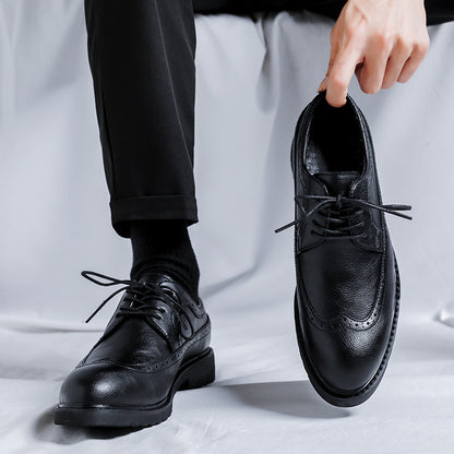 OwenGrid Men's Brogue Casual Business Leather Shoes