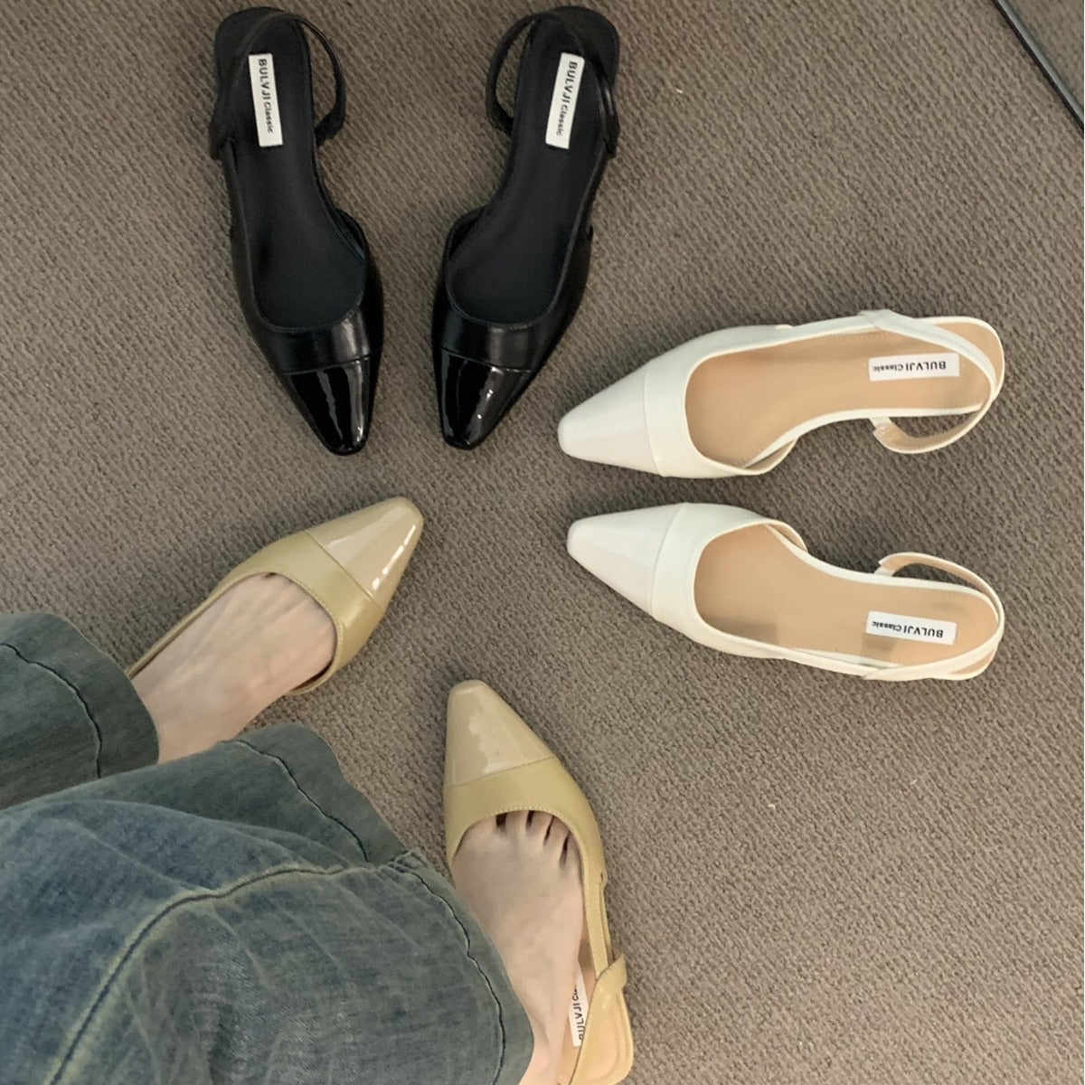 Women's Fashion Low Heel Closed Toe Elegant Sandals