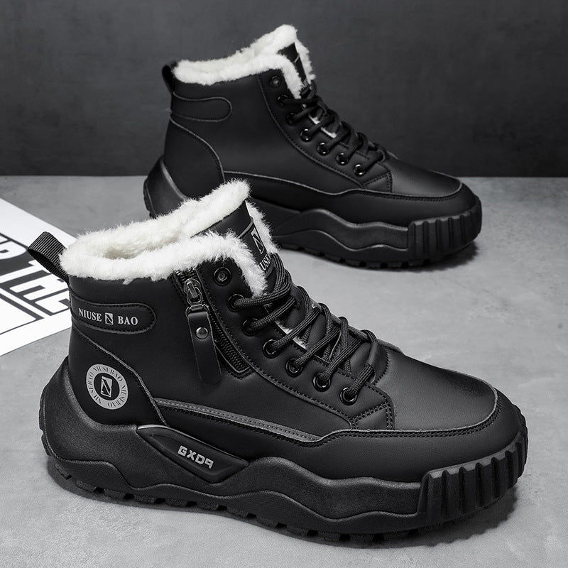 Men's New Thick-Soled Fur Lining Mid-Cut Boots