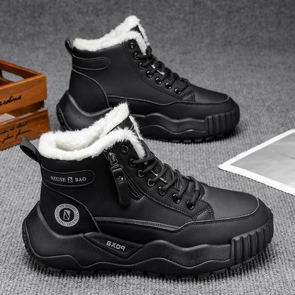 Men's New Thick-Soled Fur Lining Mid-Cut Boots