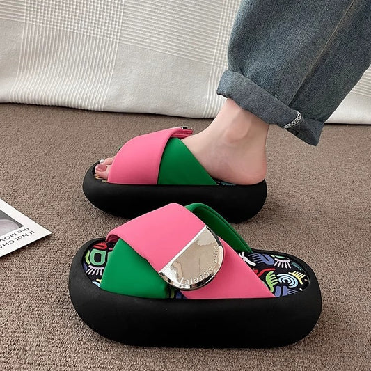 Women's Thick-soled Versatile Graffiti Slippers