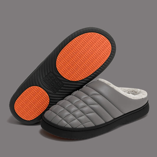 New Indoor Non-slip PU Waterproof Warm Slippers