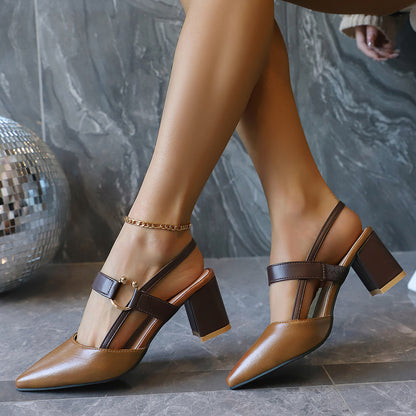 Pointed-Toe Single-Ankle-Strap Roman Heels