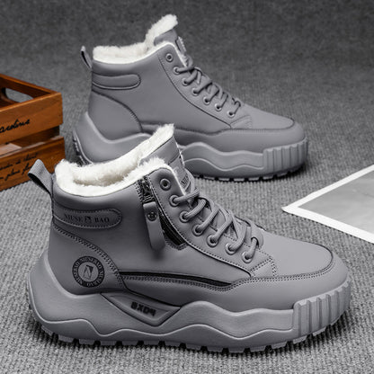 Men's New Thick-Soled Fur Lining Mid-Cut Boots