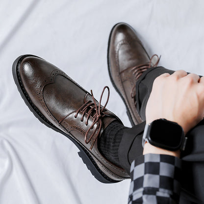 OwenGrid Men's Brogue Casual Business Leather Shoes