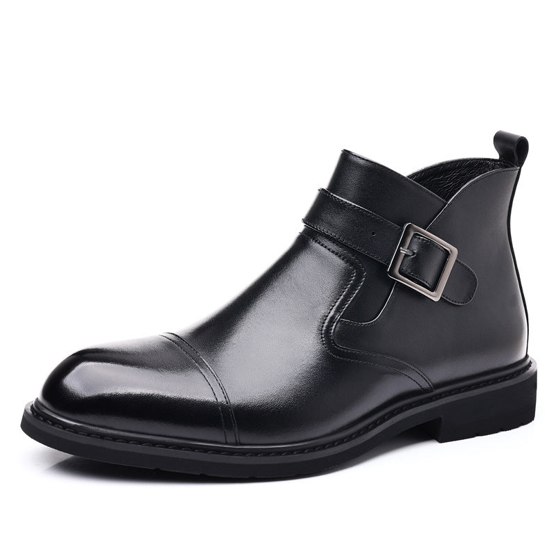 OwenGrid Men's Genuine Leather Vintage Formal Chelsea Boots