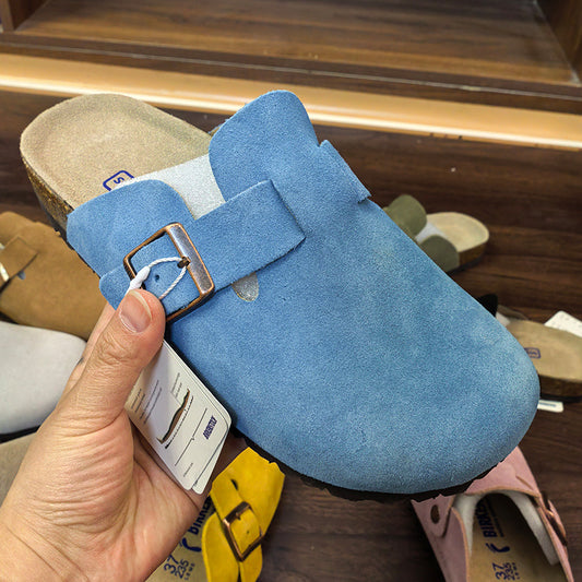 Closed Round Toe Suede Cork Birkenstocks
