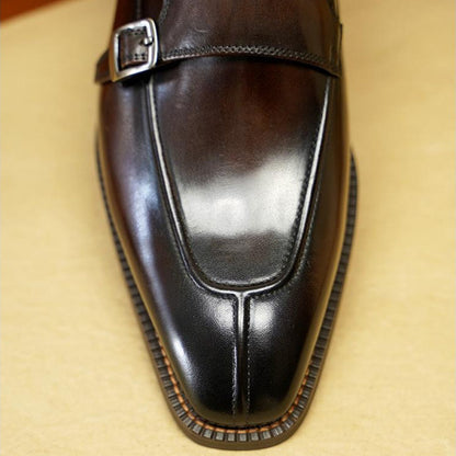 OwenGrid Men's Versatile Double Buckle Business Leather Shoes