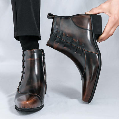 OwenGrid Men's Side Zipper Retro Pointed-toe Casual Martin Boots