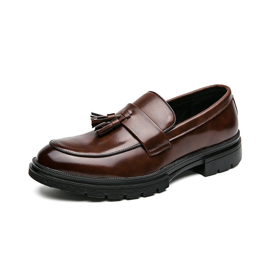 OwenGrid Men's Fashionable Casual Tassel Decor Leather Slip-on Shoes