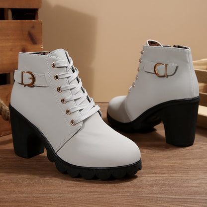 Women's Lace-Up Chunky Heel Ankle Boots