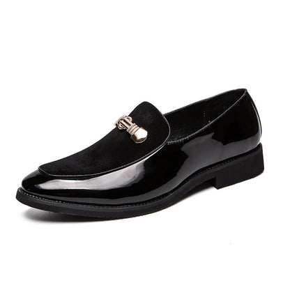 OwenGrid Men's Thick Sole Leather British Classic Bold Toe Cap Business Loafers