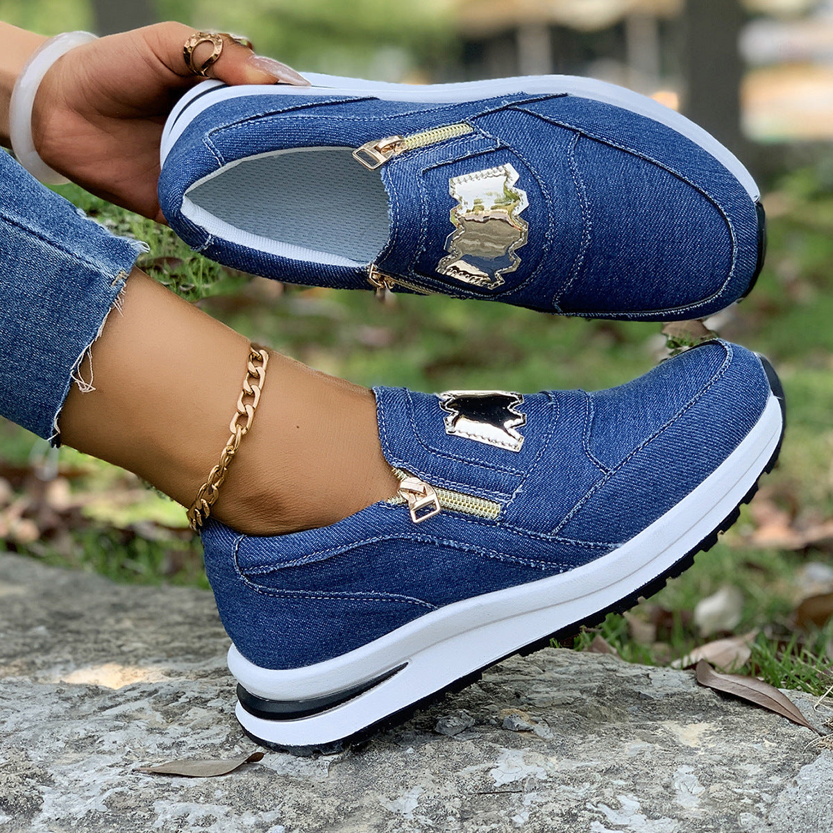 Women's Thick-soled Side Zipper Casual Shoes