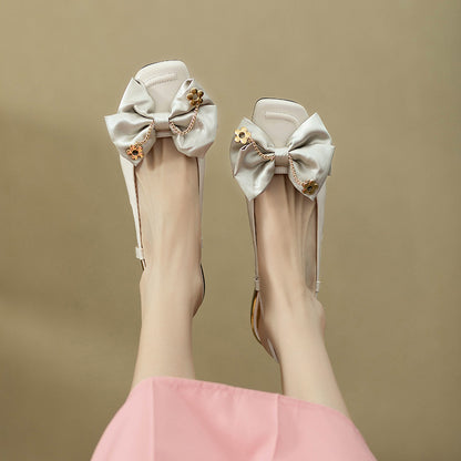 New Square Toe Bow Sandals