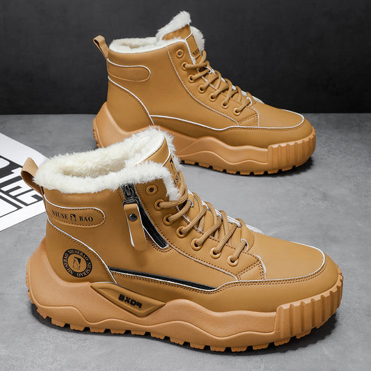 Men's New Thick-Soled Fur Lining Mid-Cut Boots