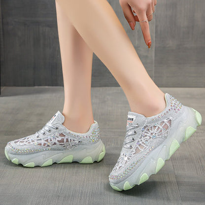 Women's Mesh Hollow Rhinestone Sequins Casual Shoes