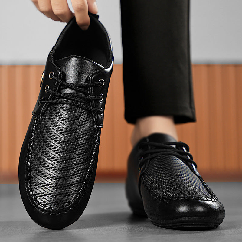 OwenGrid Men's Casual Plain Color Lace Up Loafers