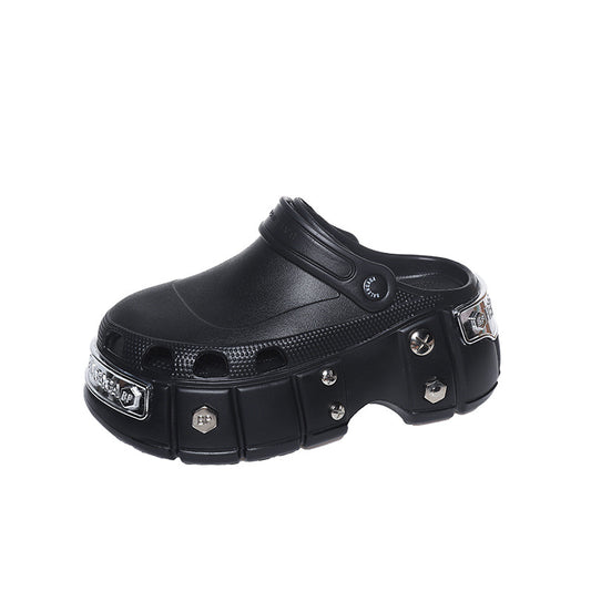 OwenGrid Unisex Non-Slip Platform Metal Rivet Decoration Sandals