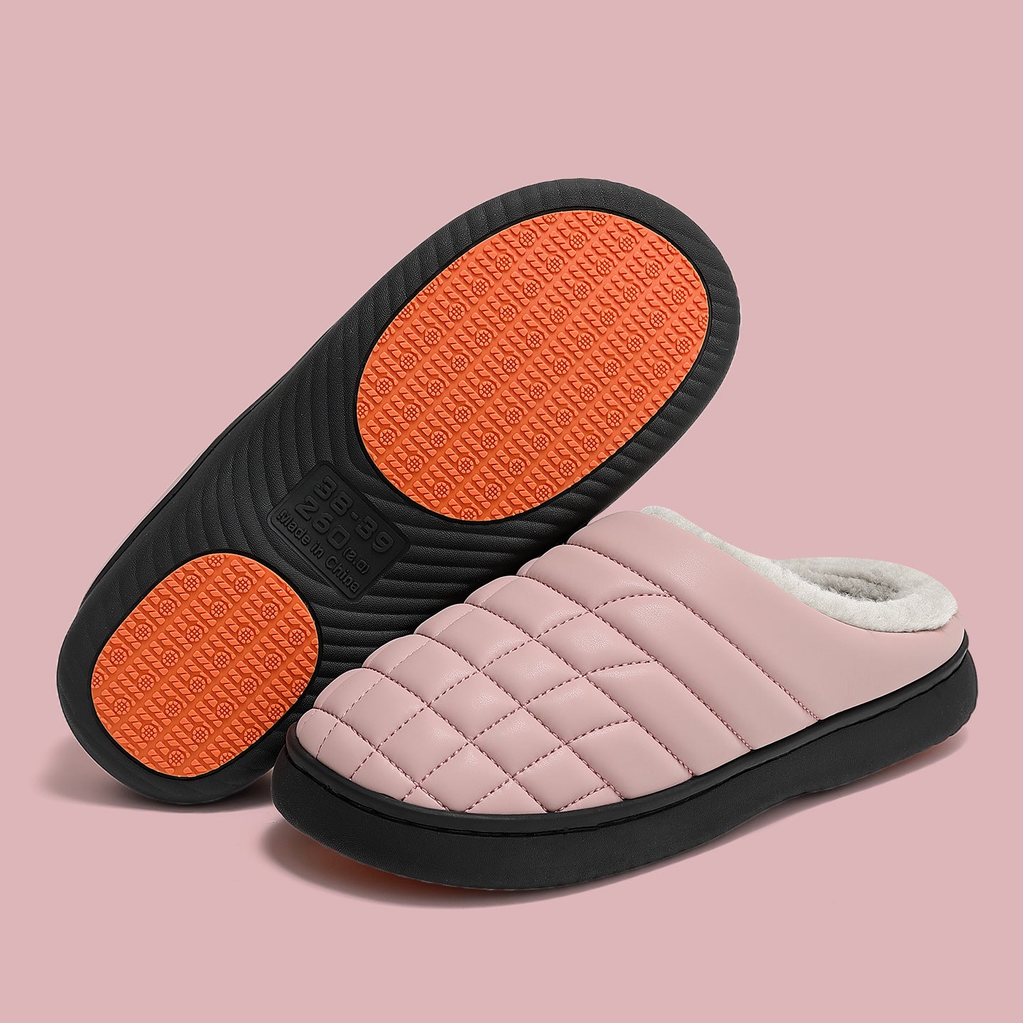 New Indoor Non-slip PU Waterproof Warm Slippers